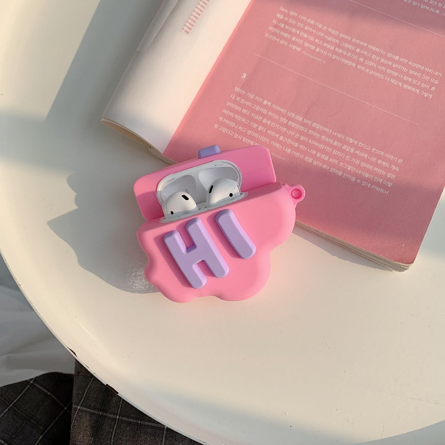 Cute Cartoon Silicone AirPods 2 Case: 3D HI BYE Cloud Letter Design